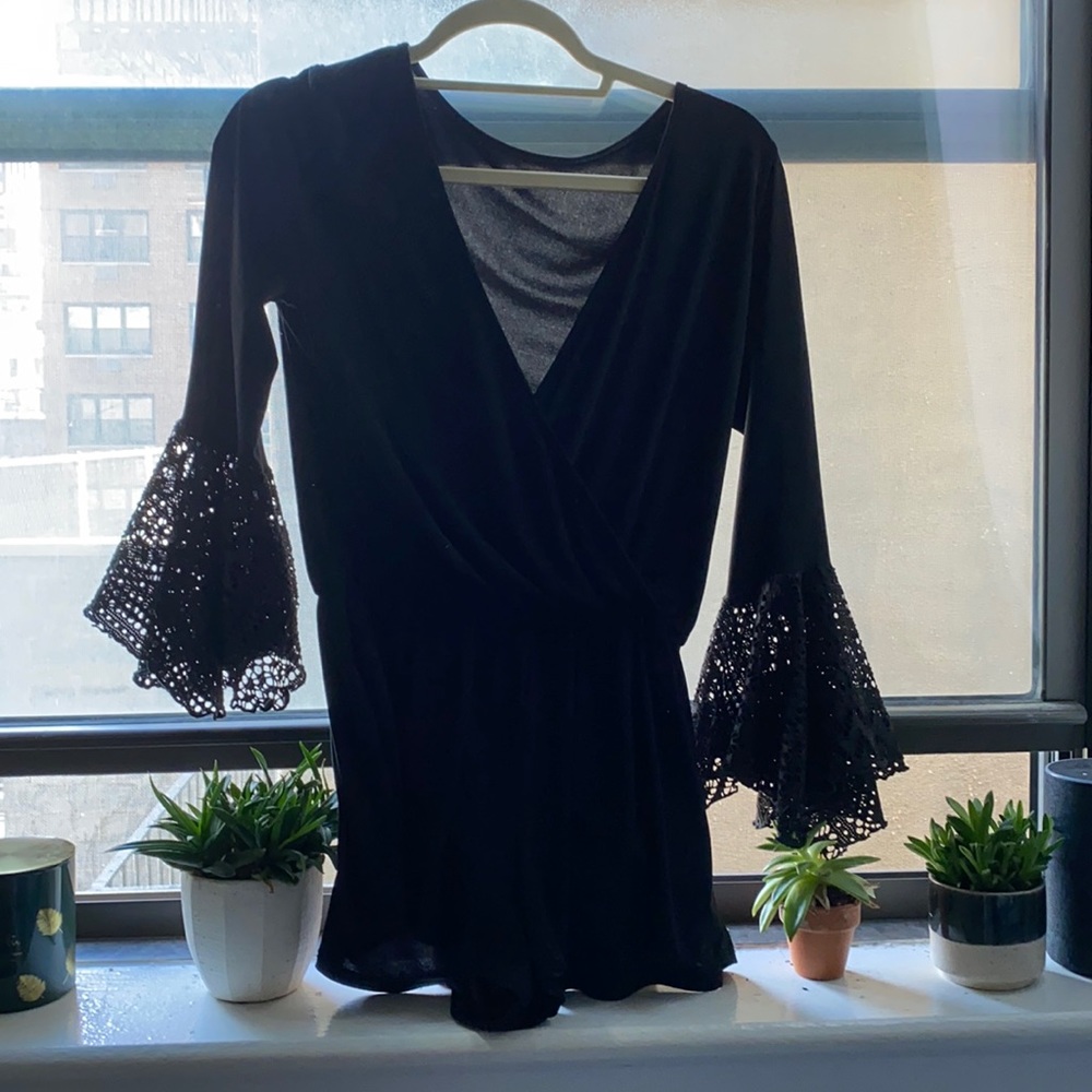 Black long-sleeved romper